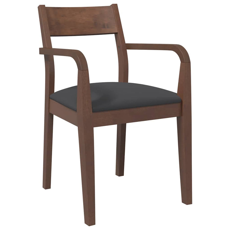 Eetkamerstoelen met kussens 2 st massief hout rubber bruin
