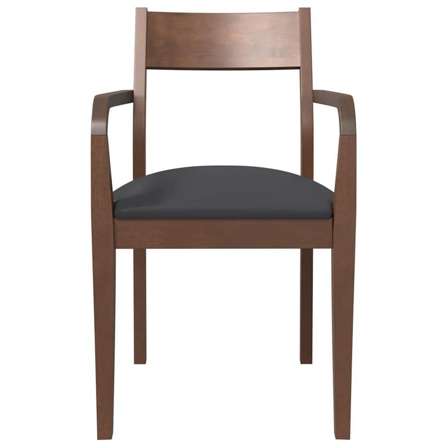 Eetkamerstoelen met kussens 2 st massief hout rubber bruin