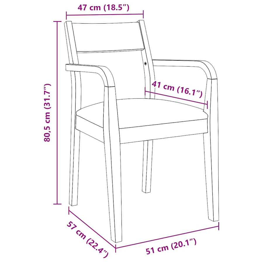 Eetkamerstoelen met kussens 2 st massief hout rubber bruin