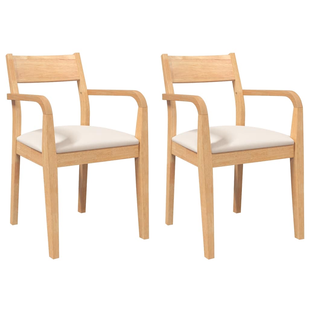 Eetkamerstoelen met kussens 2 st massief hout naturel rubber