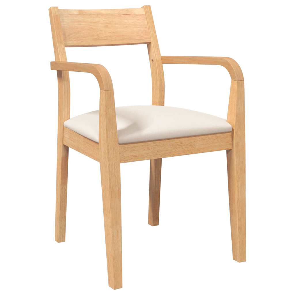 Eetkamerstoelen met kussens 2 st massief hout naturel rubber