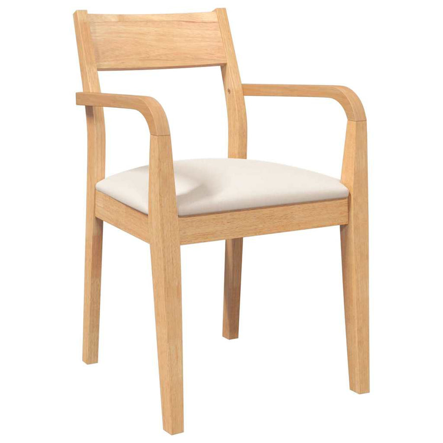 Eetkamerstoelen met kussens 2 st massief hout naturel rubber