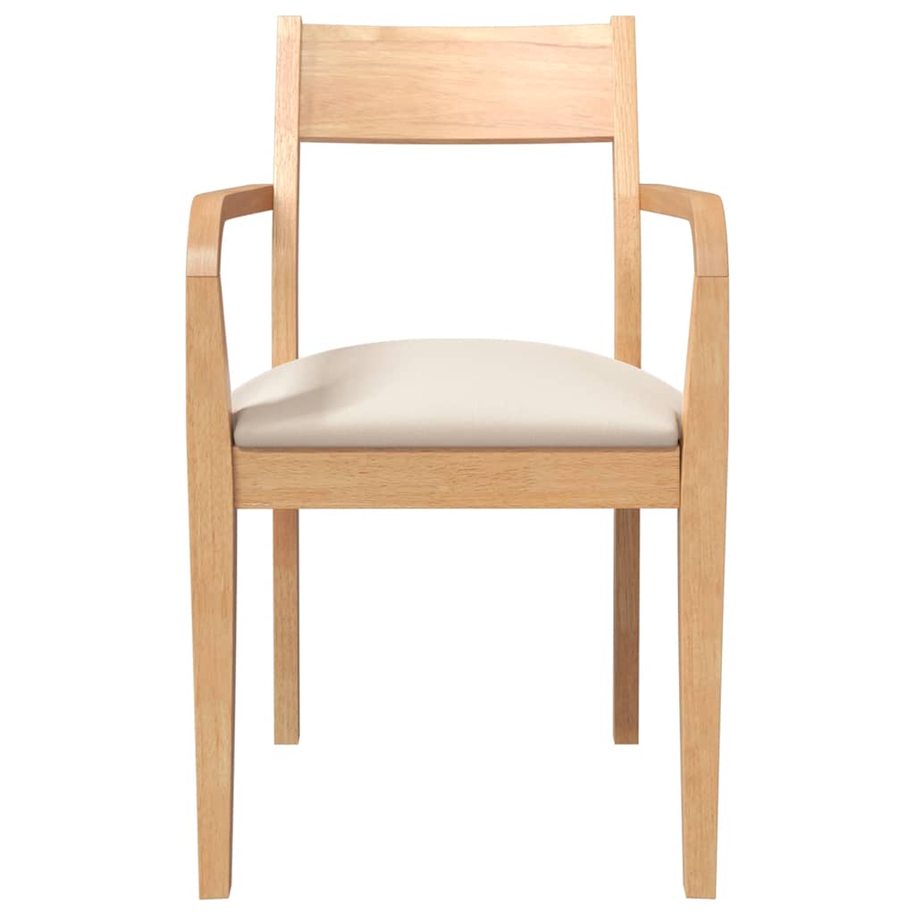 Eetkamerstoelen met kussens 2 st massief hout naturel rubber