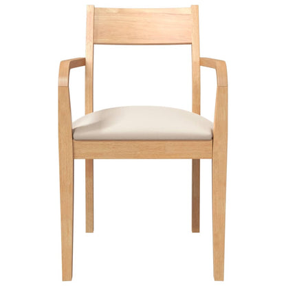 Eetkamerstoelen met kussens 2 st massief hout naturel rubber
