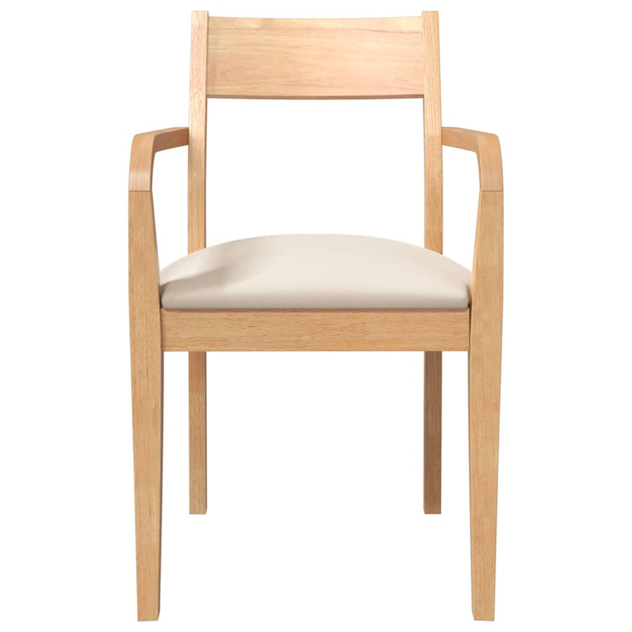 Eetkamerstoelen met kussens 2 st massief hout naturel rubber