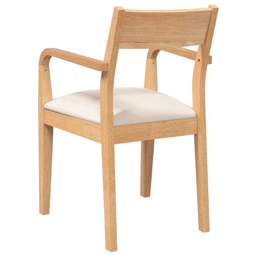 Eetkamerstoelen met kussens 2 st massief hout naturel rubber