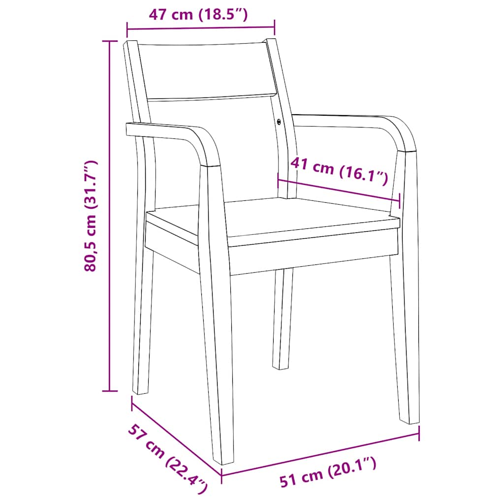 Eetkamerstoelen 2 st massief hout naturel rubber