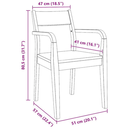 Eetkamerstoelen 2 st massief hout naturel rubber