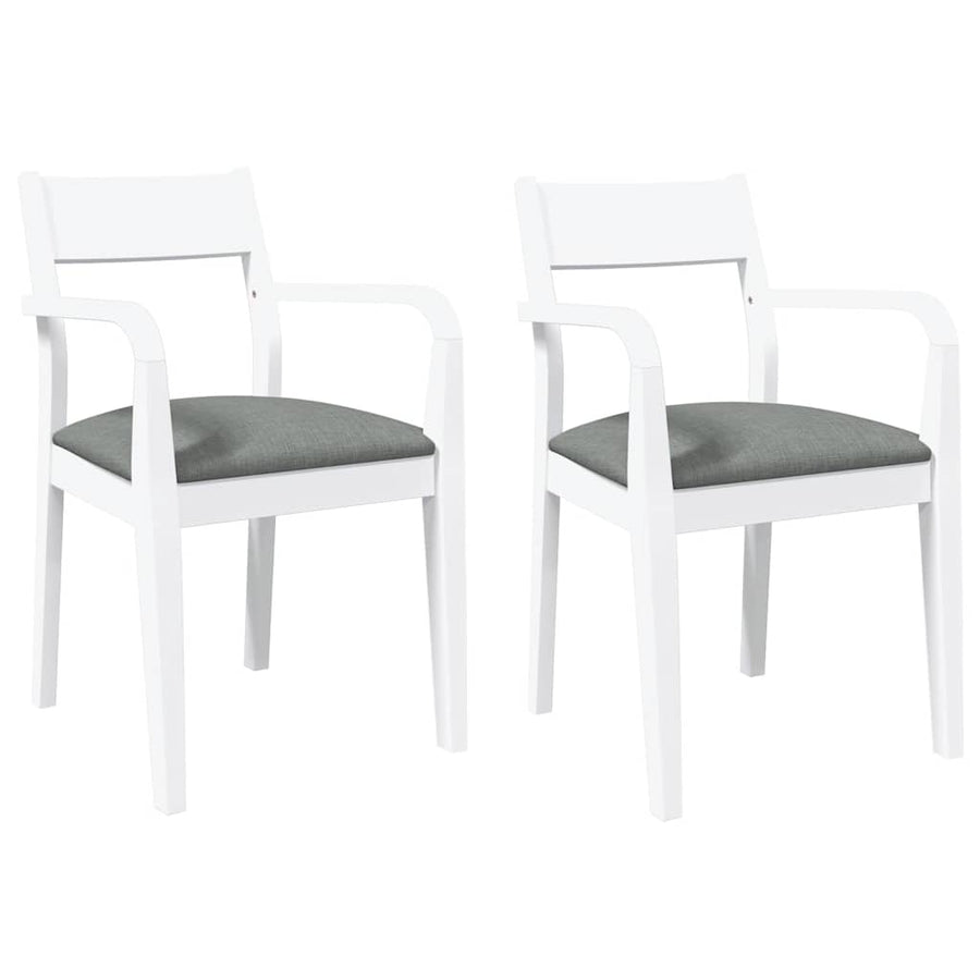 Eetkamerstoelen met kussens 2 st massief hout rubber wit