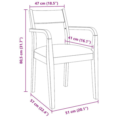 Eetkamerstoelen met kussens 2 st massief hout rubber wit