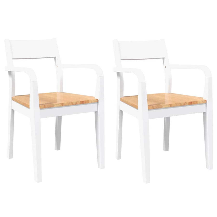 Eetkamerstoelen 2 st massief hout rubber wit