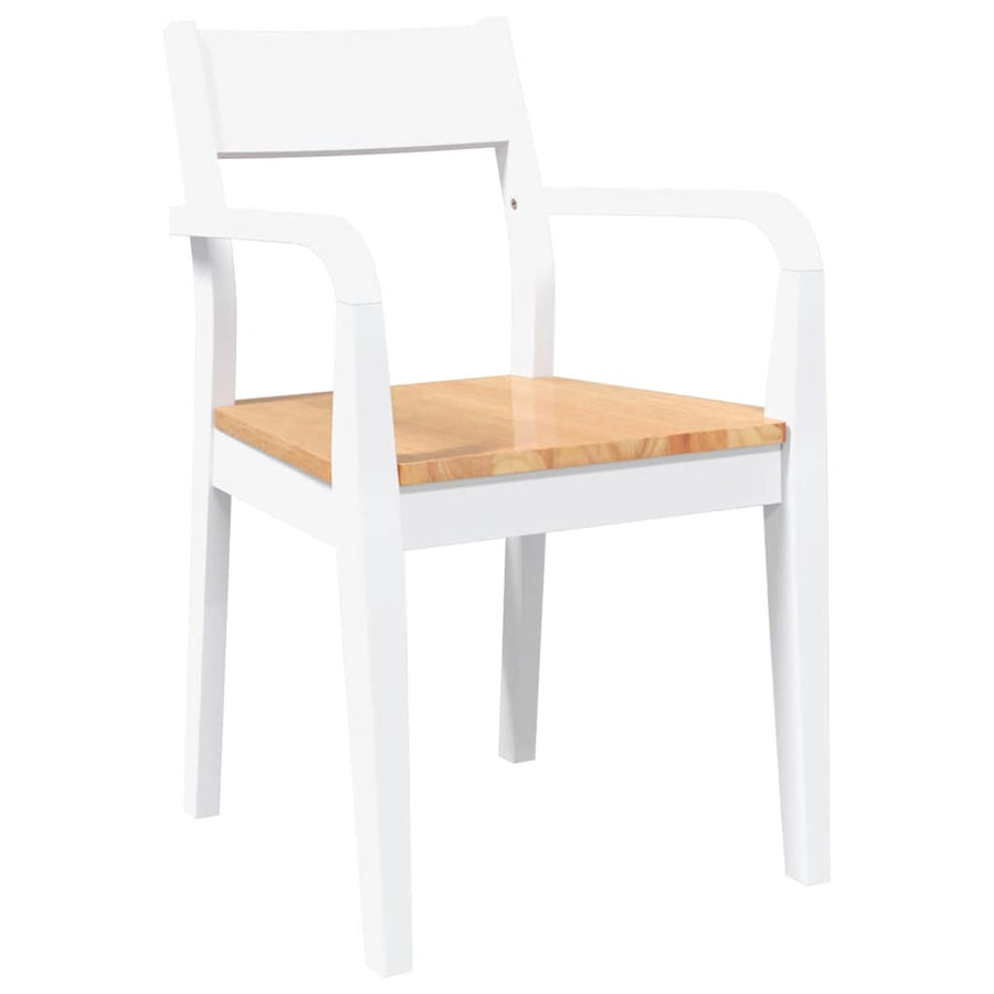 Eetkamerstoelen 2 st massief hout rubber wit