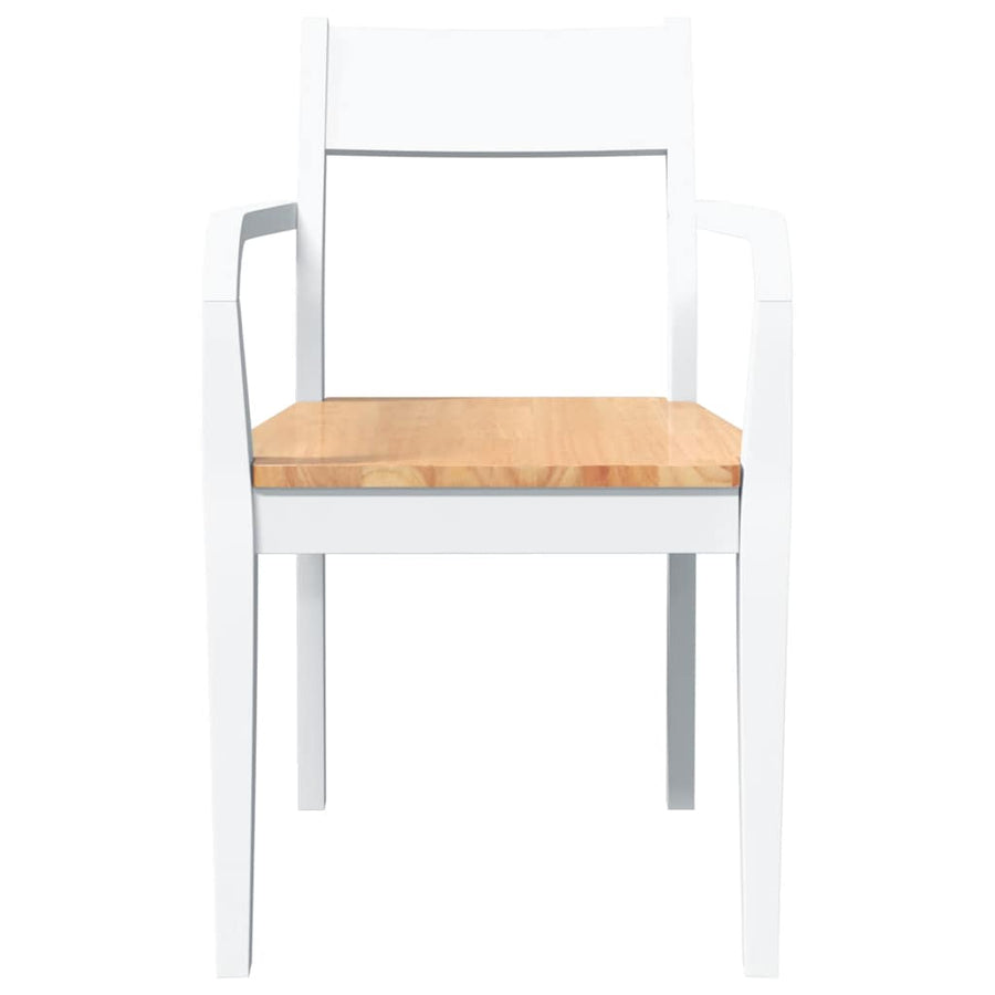 Eetkamerstoelen 2 st massief hout rubber wit