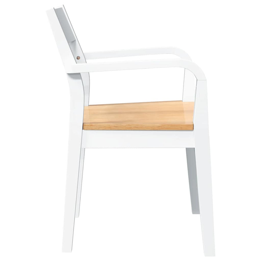 Eetkamerstoelen 2 st massief hout rubber wit