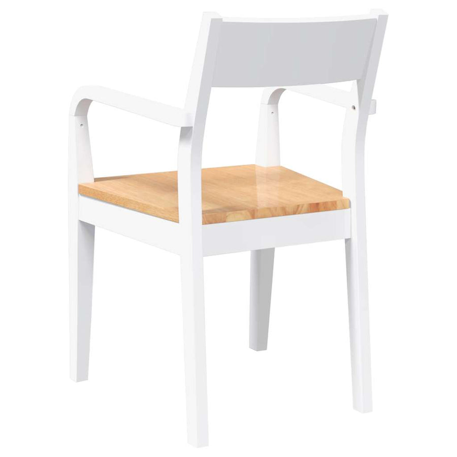 Eetkamerstoelen 2 st massief hout rubber wit