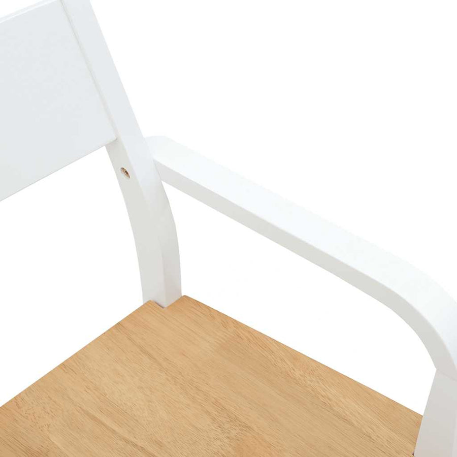Eetkamerstoelen 2 st massief hout rubber wit