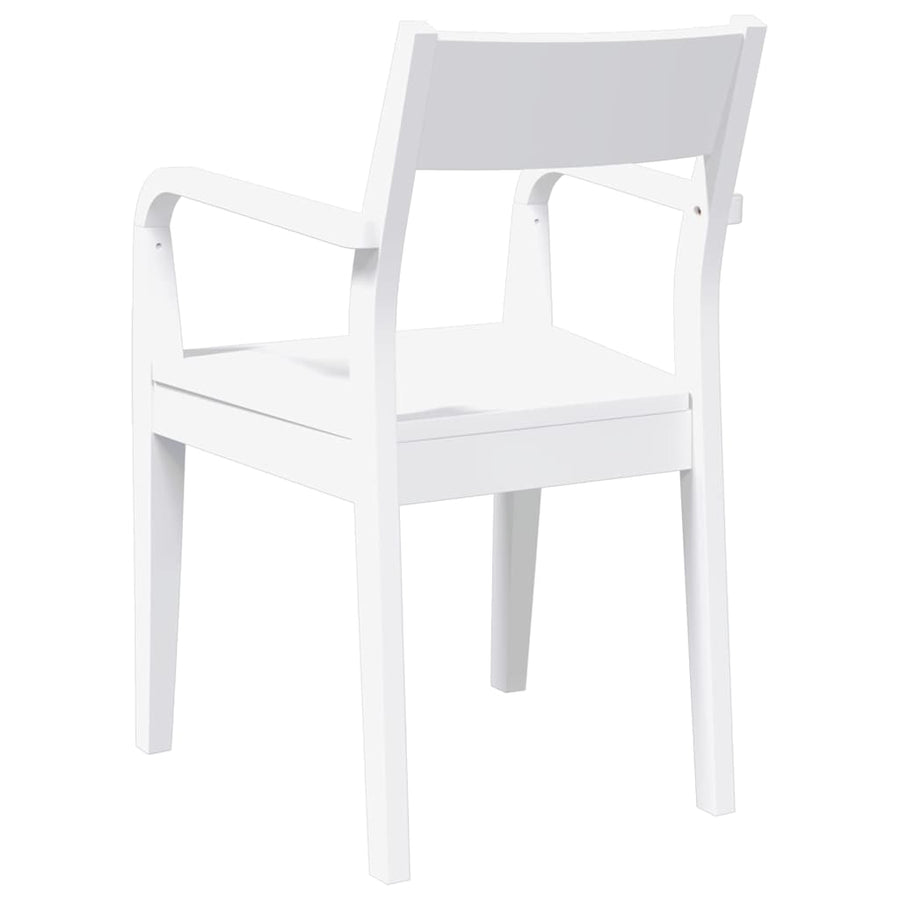 Eetkamerstoelen 2 st massief hout rubber wit