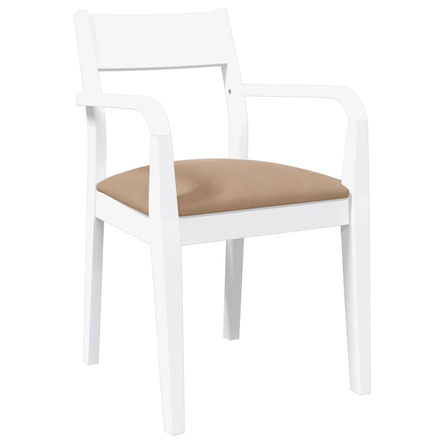 Eetkamerstoelen met kussens 2 st massief hout rubber wit
