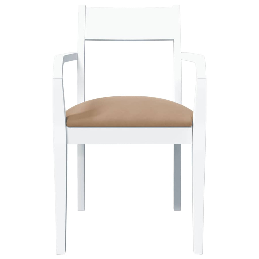 Eetkamerstoelen met kussens 2 st massief hout rubber wit
