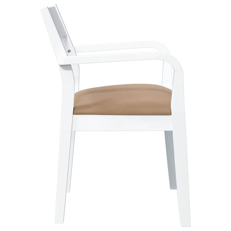 Eetkamerstoelen met kussens 2 st massief hout rubber wit