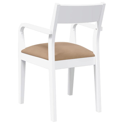 Eetkamerstoelen met kussens 2 st massief hout rubber wit
