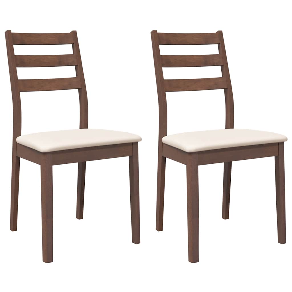 Eetkamerstoelen met kussens 2 st massief hout rubber bruin