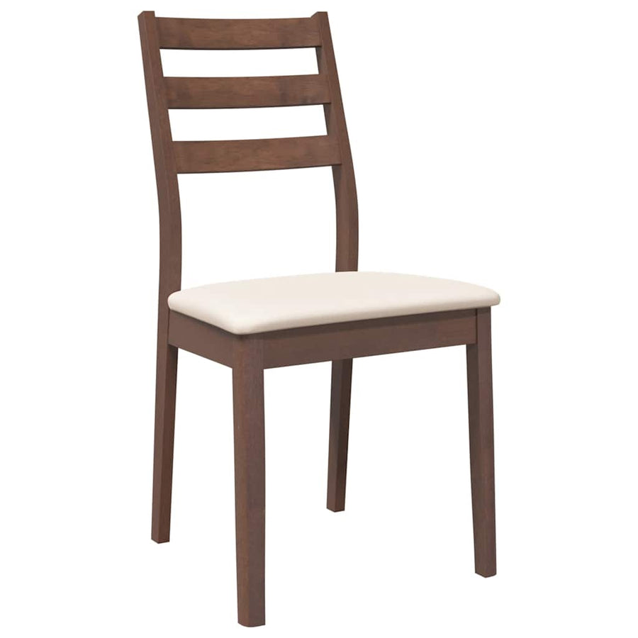 Eetkamerstoelen met kussens 2 st massief hout rubber bruin