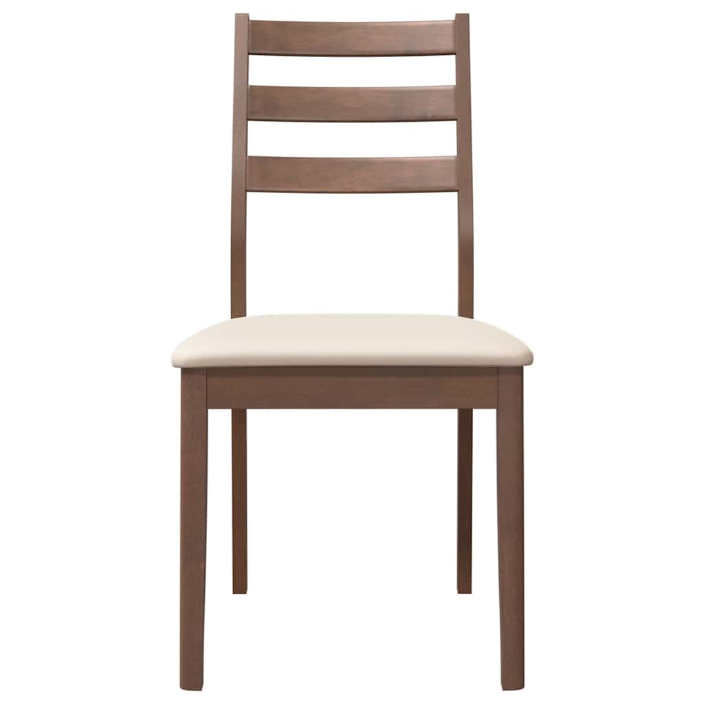 Eetkamerstoelen met kussens 2 st massief hout rubber bruin
