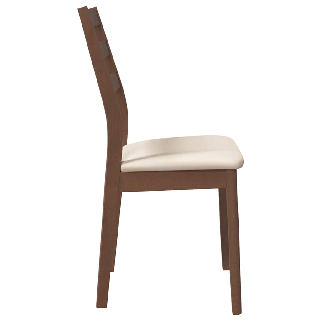 Eetkamerstoelen met kussens 2 st massief hout rubber bruin