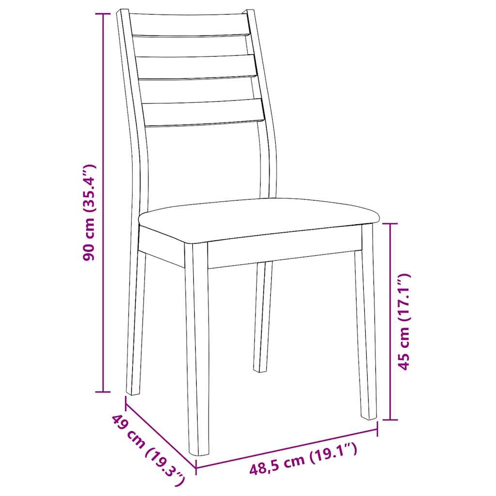 Eetkamerstoelen met kussens 2 st massief hout rubber bruin