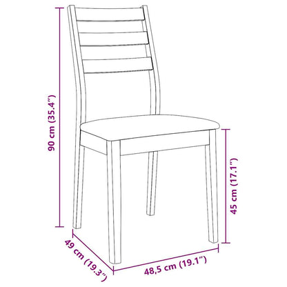 Eetkamerstoelen met kussens 2 st massief hout rubber bruin