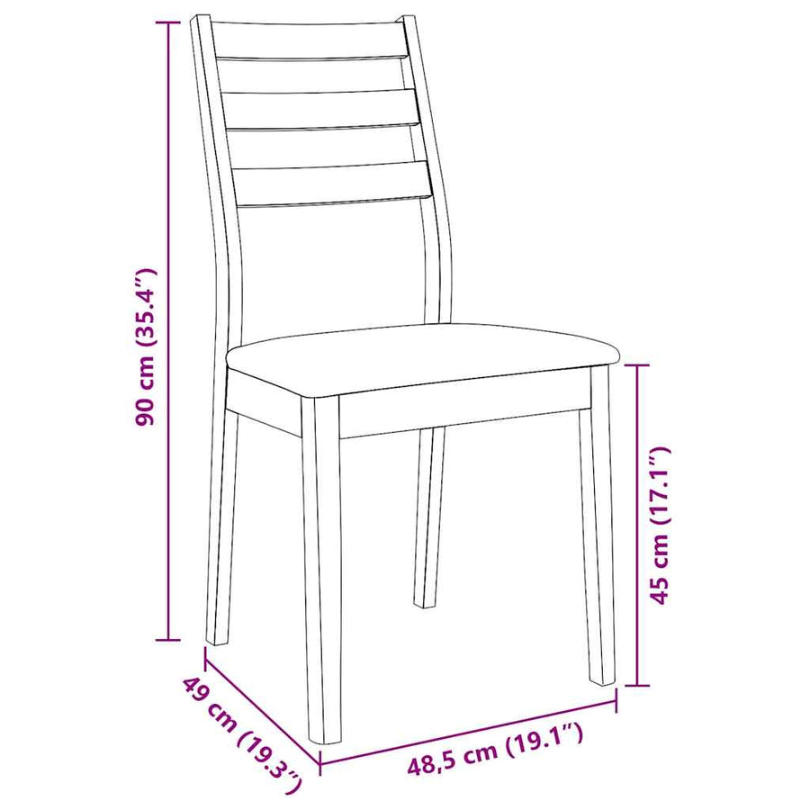 Eetkamerstoelen met kussens 2 st massief hout rubber bruin