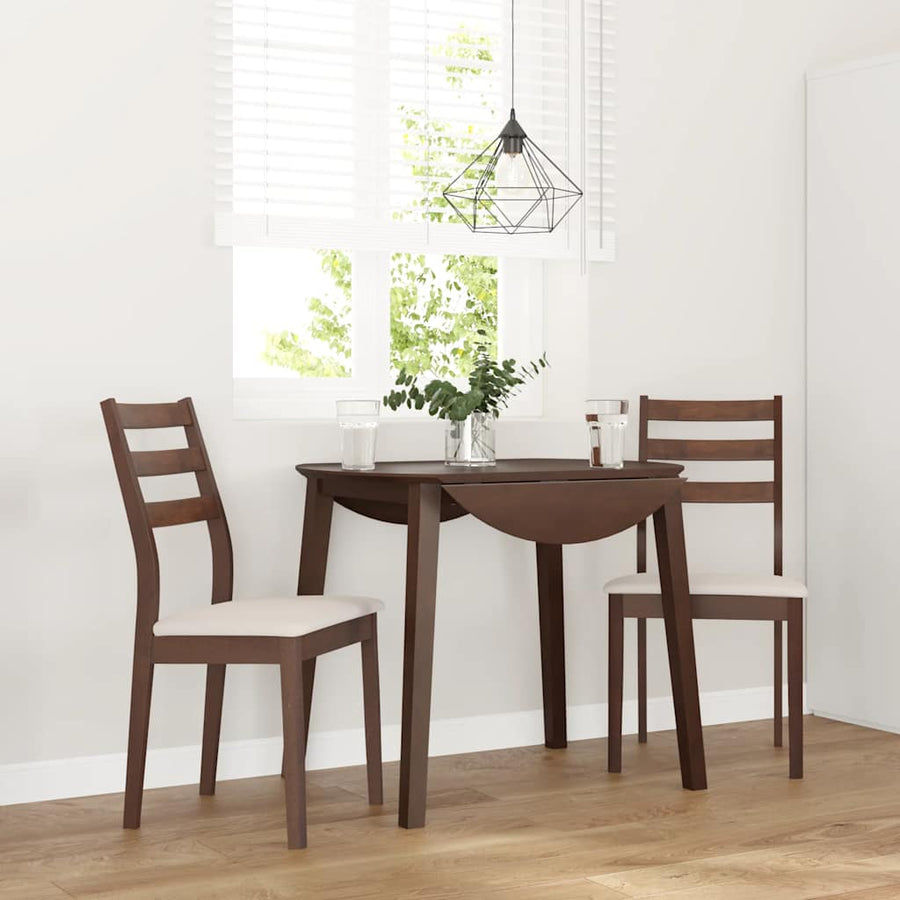Eetkamerstoelen met kussens 2 st massief hout rubber bruin