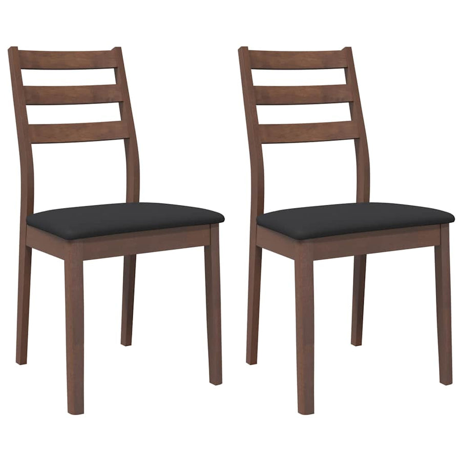 Eetkamerstoelen met kussens 2 st massief hout rubber bruin