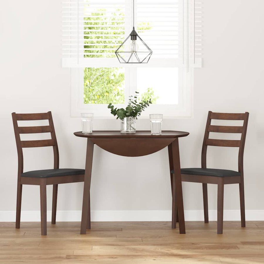Eetkamerstoelen met kussens 2 st massief hout rubber bruin