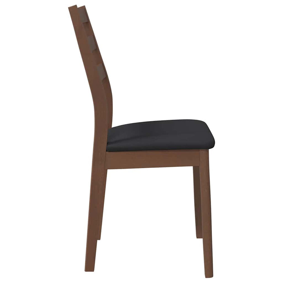 Eetkamerstoelen met kussens 2 st massief hout rubber bruin