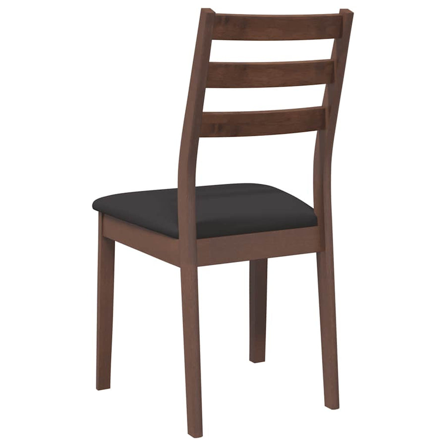 Eetkamerstoelen met kussens 2 st massief hout rubber bruin