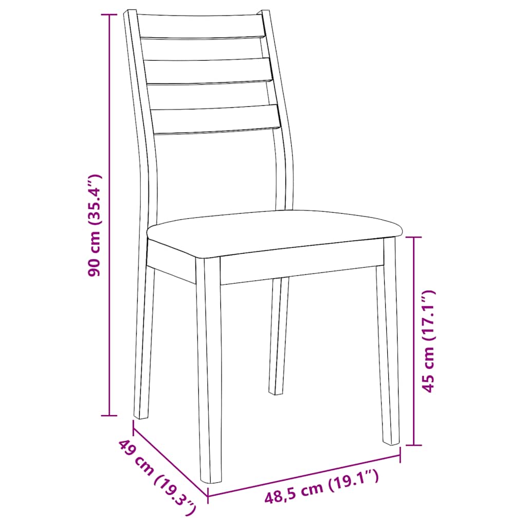 Eetkamerstoelen met kussens 2 st massief hout rubber bruin