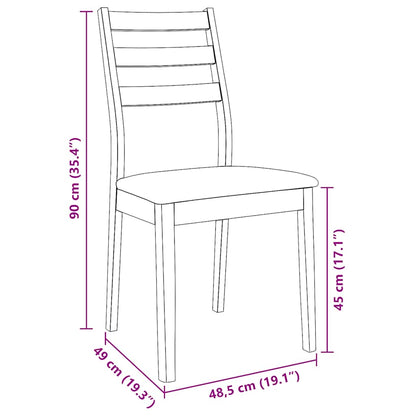 Eetkamerstoelen met kussens 2 st massief hout rubber bruin