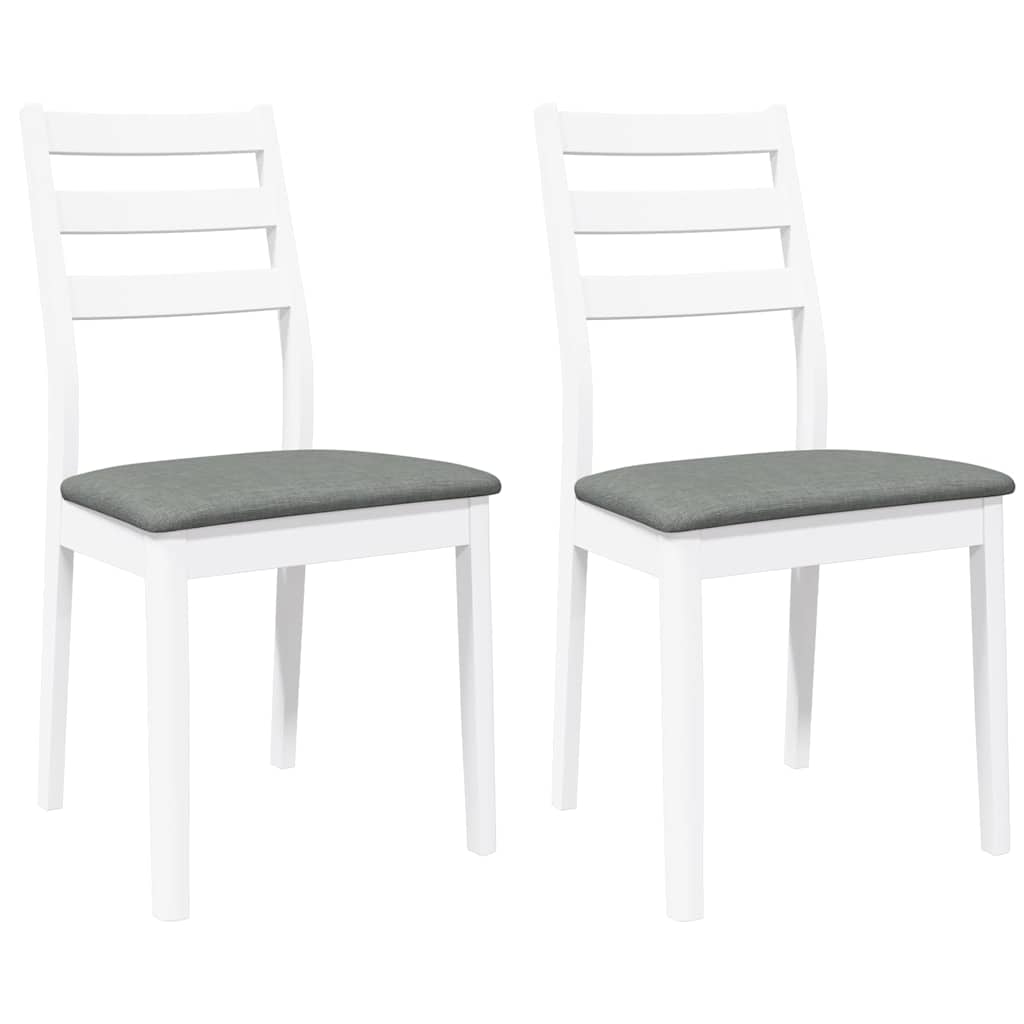 Eetkamerstoelen met kussens 2 st massief hout rubber wit