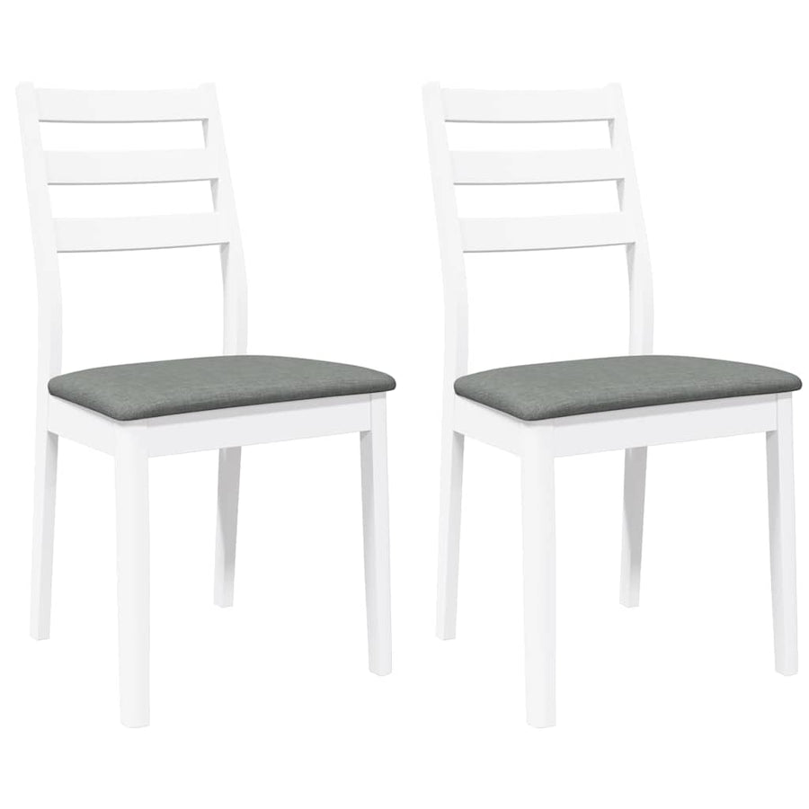 Eetkamerstoelen met kussens 2 st massief hout rubber wit