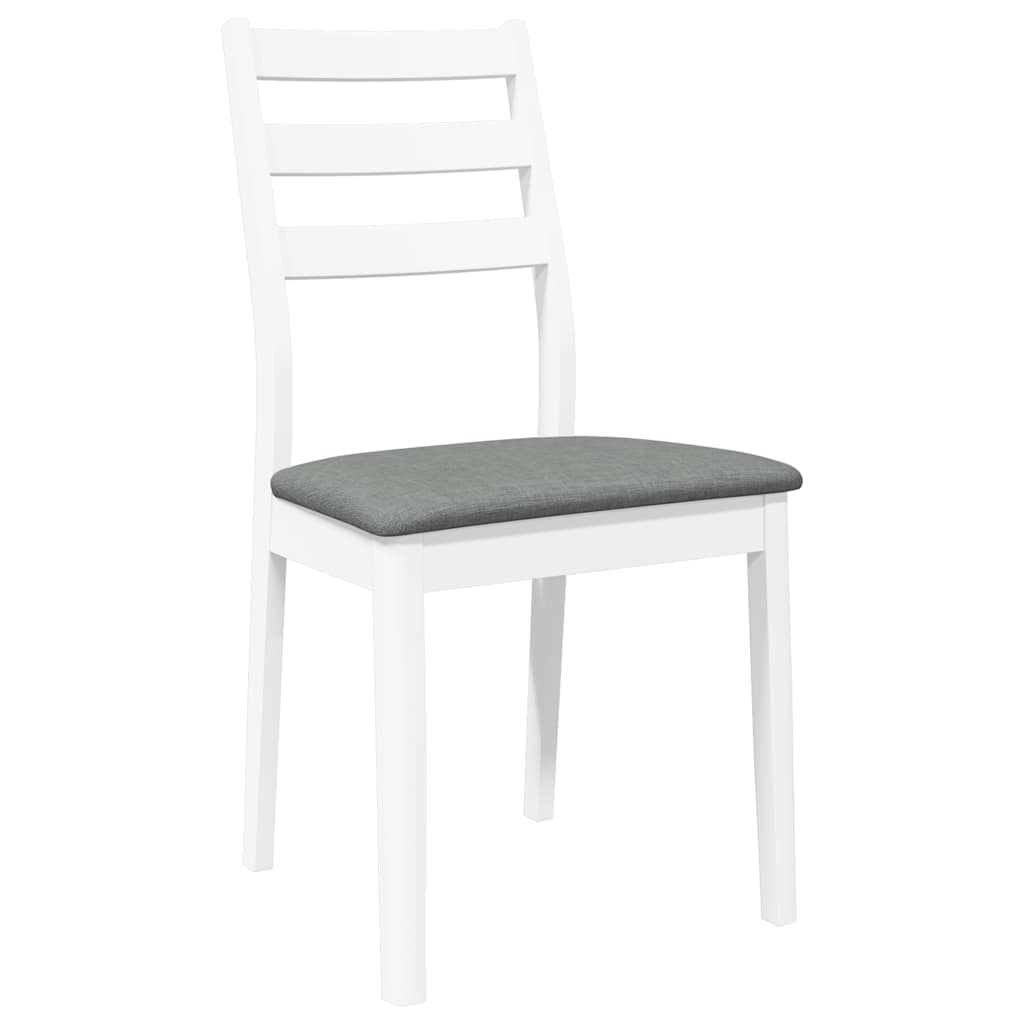 Eetkamerstoelen met kussens 2 st massief hout rubber wit