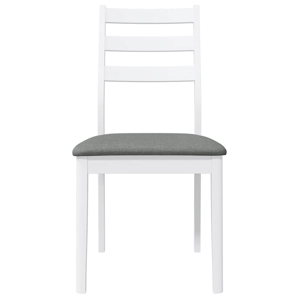 Eetkamerstoelen met kussens 2 st massief hout rubber wit