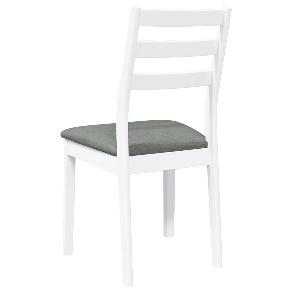 Eetkamerstoelen met kussens 2 st massief hout rubber wit