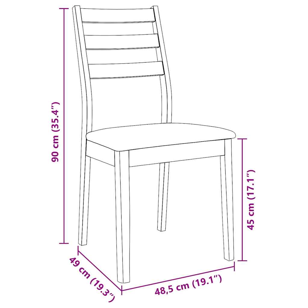 Eetkamerstoelen met kussens 2 st massief hout rubber wit
