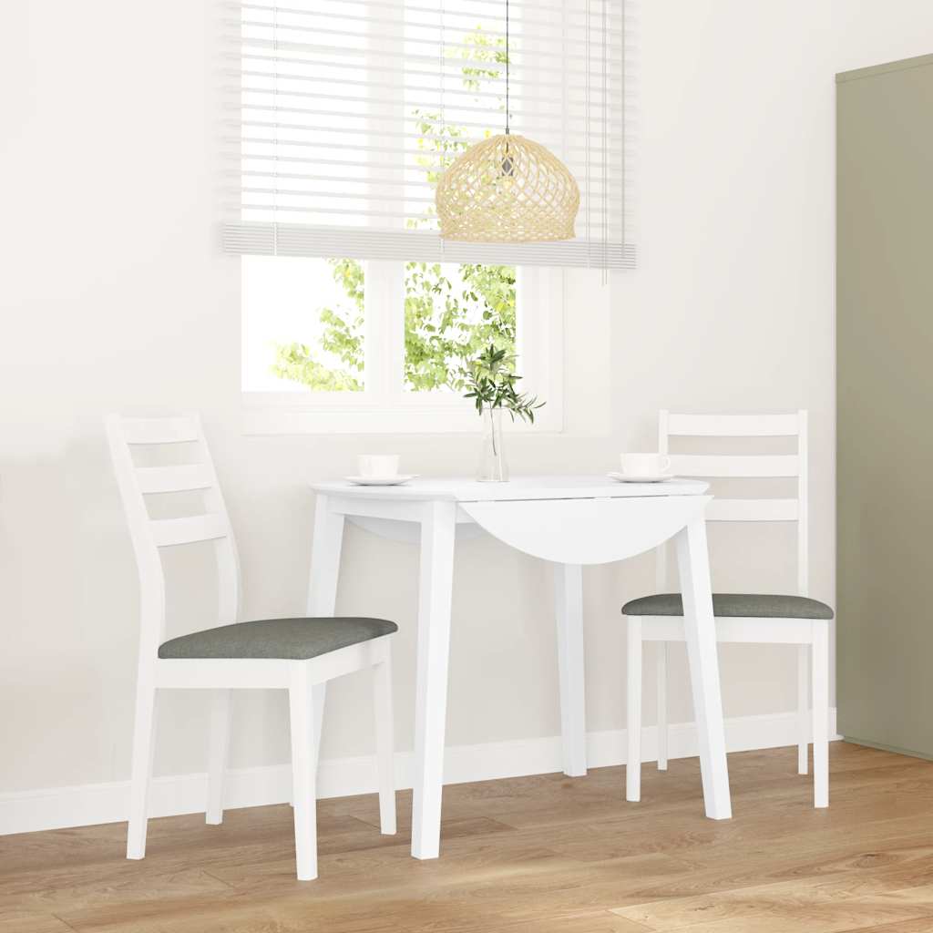 Eetkamerstoelen met kussens 2 st massief hout rubber wit