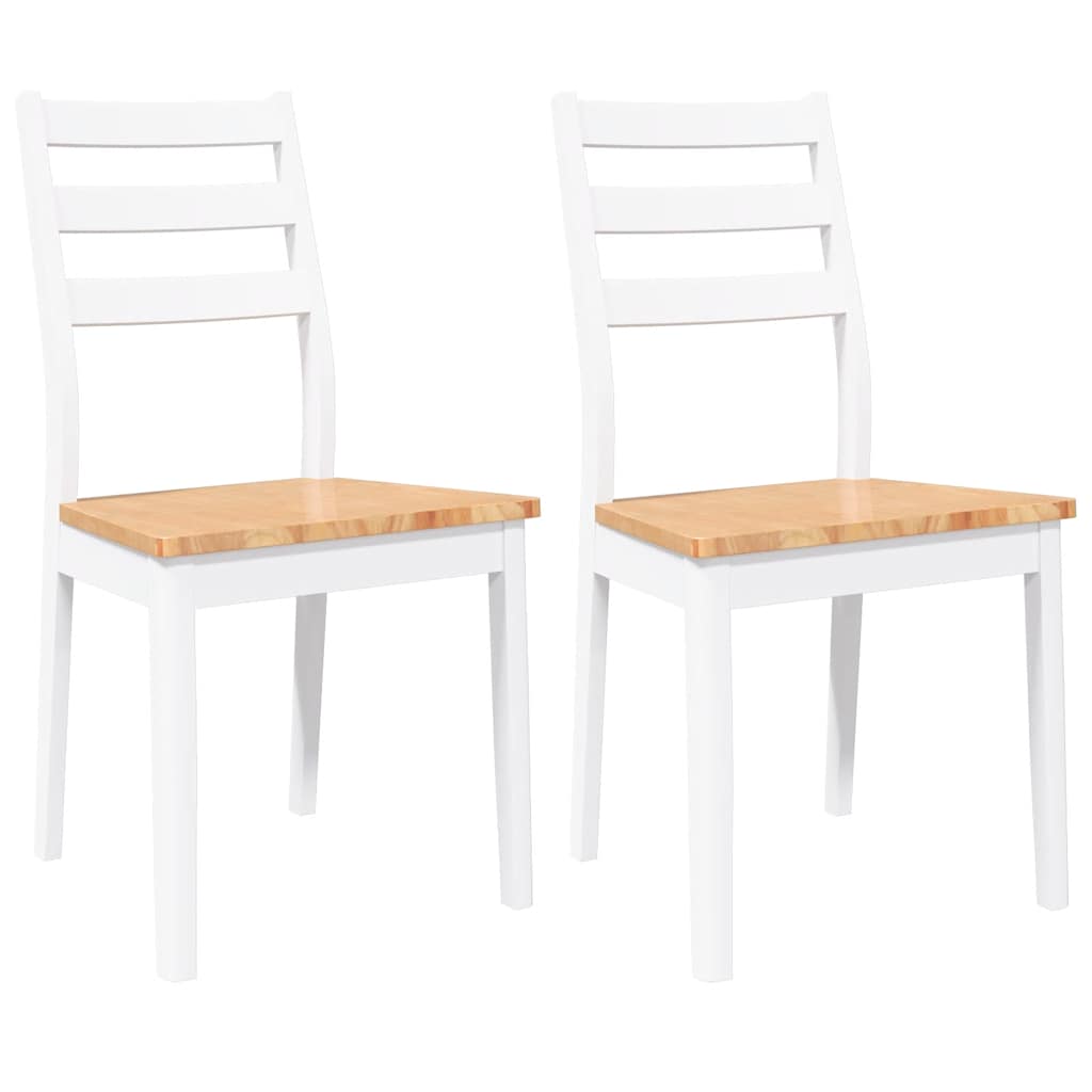 Eetkamerstoelen 2 st massief hout rubber wit