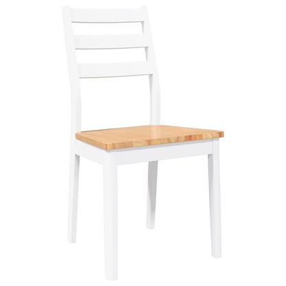 Eetkamerstoelen 2 st massief hout rubber wit