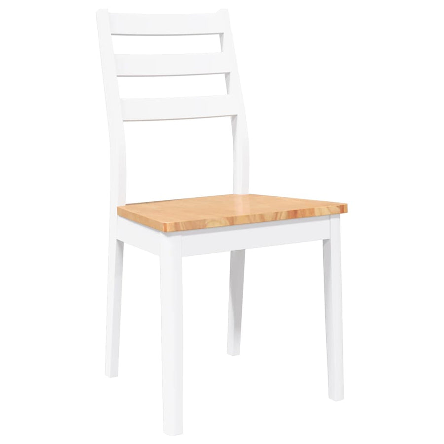 Eetkamerstoelen 2 st massief hout rubber wit