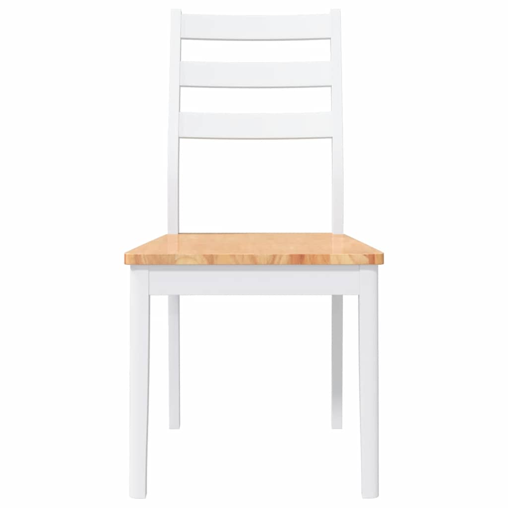 Eetkamerstoelen 2 st massief hout rubber wit